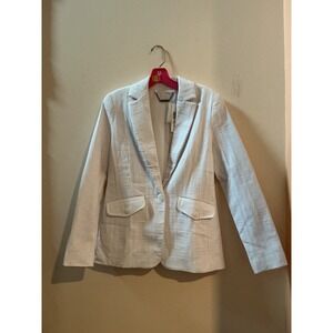 TRINA TURK White Textured Open Front Blazer Jacket Women's 
Size 4 Designer Lux